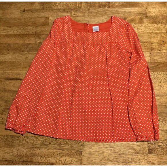 CREWCUTS Square Neck Polka Dot Long Sleeve Red Shirt Top Preppy Classic Size 10 - Picture 1 of 6